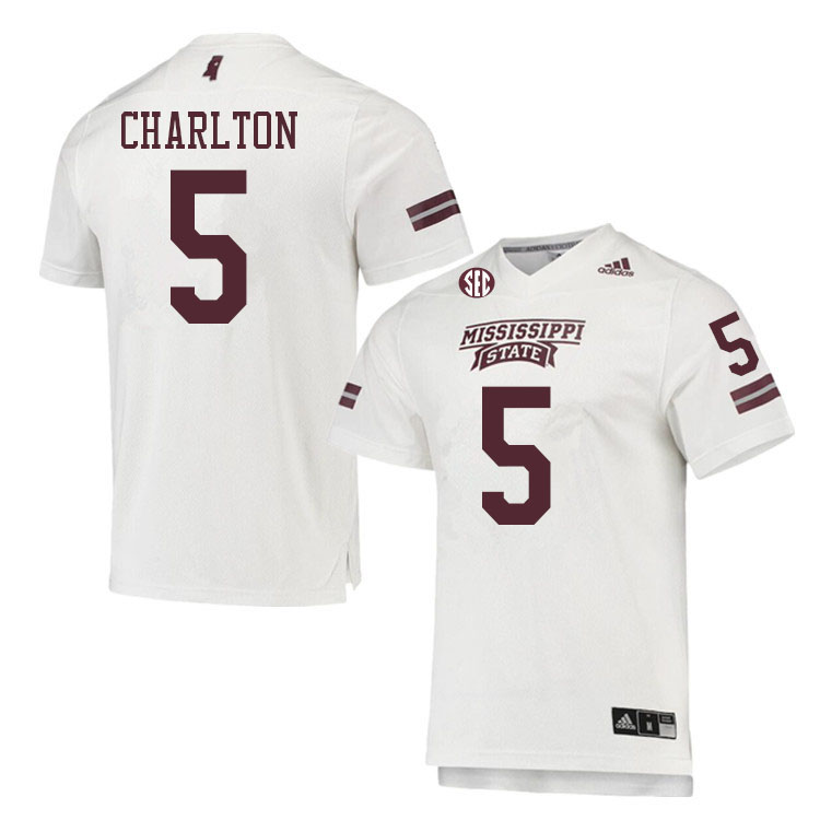 Men #5 Randy Charlton Mississippi State Bulldogs College Football Jerseys Sale-White - Click Image to Close